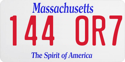 MA license plate 144OR7