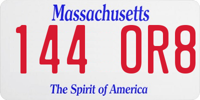 MA license plate 144OR8