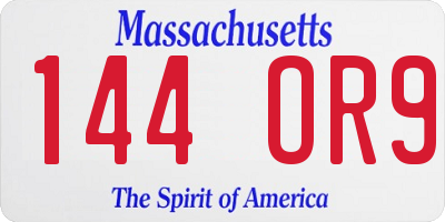 MA license plate 144OR9