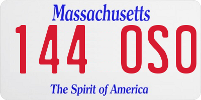 MA license plate 144OS0
