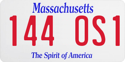 MA license plate 144OS1