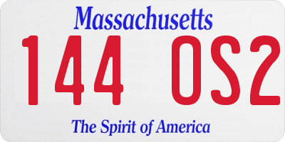 MA license plate 144OS2