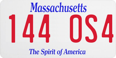MA license plate 144OS4