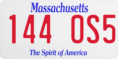MA license plate 144OS5