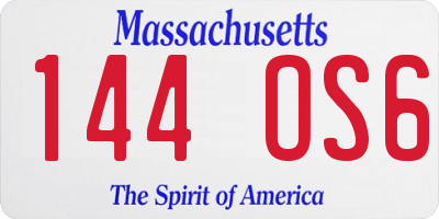 MA license plate 144OS6