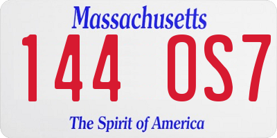 MA license plate 144OS7