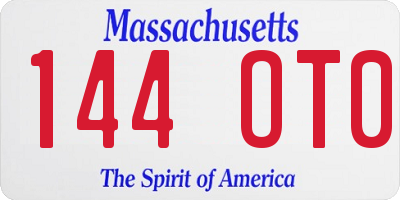 MA license plate 144OT0