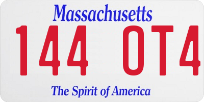 MA license plate 144OT4