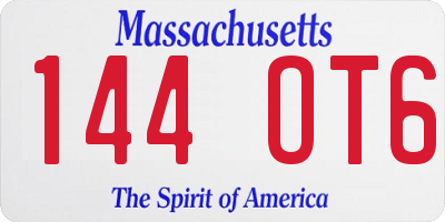 MA license plate 144OT6