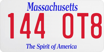 MA license plate 144OT8
