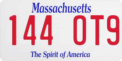 MA license plate 144OT9