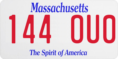 MA license plate 144OU0