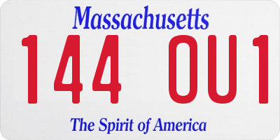 MA license plate 144OU1