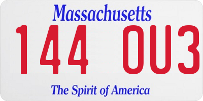 MA license plate 144OU3