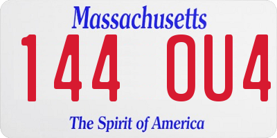MA license plate 144OU4