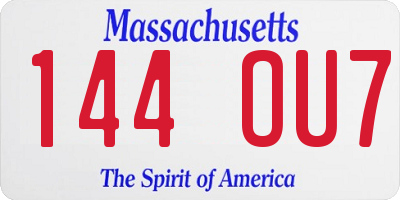 MA license plate 144OU7