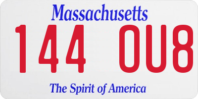 MA license plate 144OU8