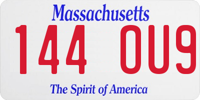 MA license plate 144OU9