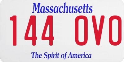 MA license plate 144OV0