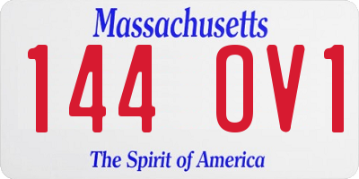 MA license plate 144OV1