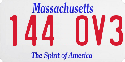 MA license plate 144OV3
