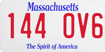 MA license plate 144OV6