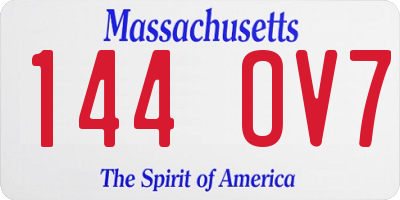 MA license plate 144OV7