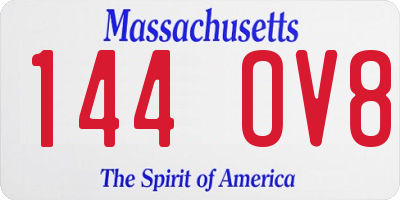 MA license plate 144OV8