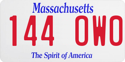 MA license plate 144OW0
