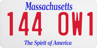 MA license plate 144OW1