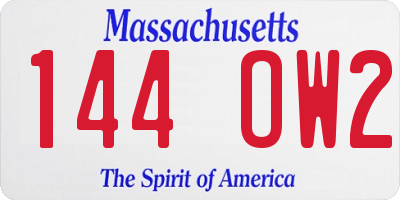 MA license plate 144OW2
