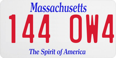 MA license plate 144OW4