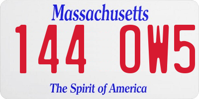 MA license plate 144OW5