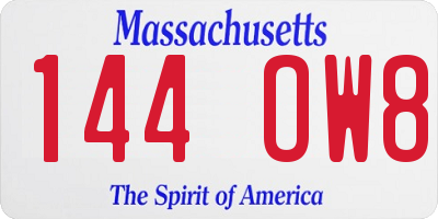 MA license plate 144OW8