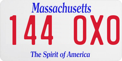 MA license plate 144OX0