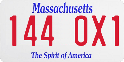 MA license plate 144OX1