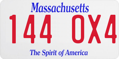 MA license plate 144OX4