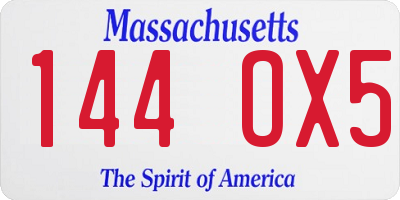 MA license plate 144OX5