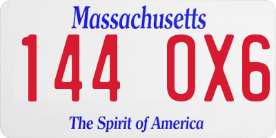 MA license plate 144OX6
