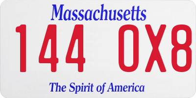MA license plate 144OX8