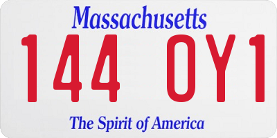 MA license plate 144OY1