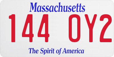 MA license plate 144OY2