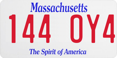 MA license plate 144OY4