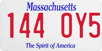 MA license plate 144OY5