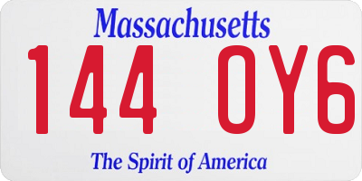 MA license plate 144OY6