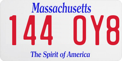 MA license plate 144OY8