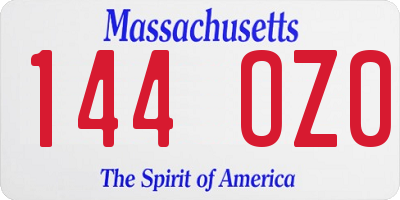 MA license plate 144OZ0
