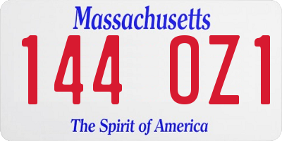 MA license plate 144OZ1