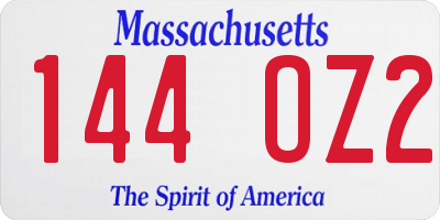 MA license plate 144OZ2
