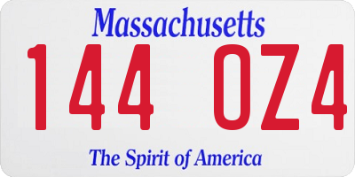 MA license plate 144OZ4